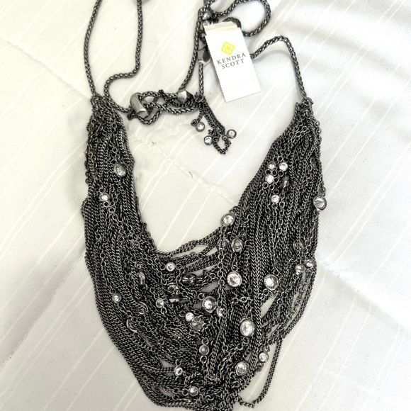 NWT Rare & Retired Kendra Scott Anastasia Bib Statement Necklace Hematite & CZ’s - Picture 8 of 17